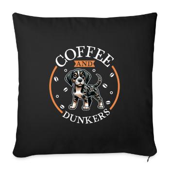 Kaffee und Dunker - Sofakissenbezug 45 x 45 cm - Schwarz - Vorne