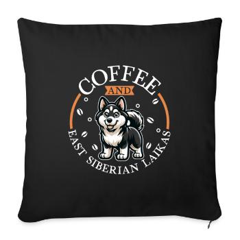 Café et laïka de Sibérie orientale - Housse de coussin décorative 45 x 45 cm - noir - Devant