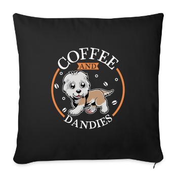 Coffee and Dandie Dinmont Terrier - Sofa pillowcase 17,3'' x 17,3'' (45 x 45 cm) - black - Front