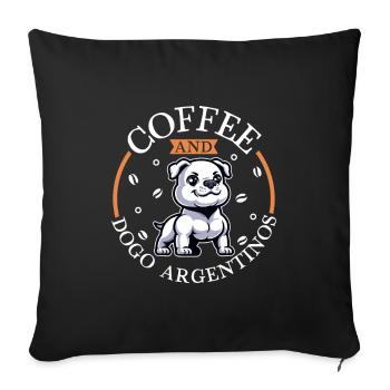 Coffee and Dogo Argentino - Sofa pillowcase 17,3'' x 17,3'' (45 x 45 cm) - black - Front