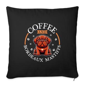 Café et Dogue de Bordeaux - Housse de coussin décorative 45 x 45 cm - noir - Devant