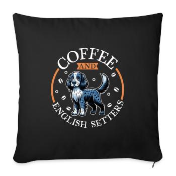Café et Setter Anglais - Housse de coussin décorative 45 x 45 cm - noir - Devant