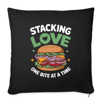 Sandwich Saying - Stacking Love One Bite At A Time - Sofa pillowcase 17,3'' x 17,3'' (45 x 45 cm) - black - Front