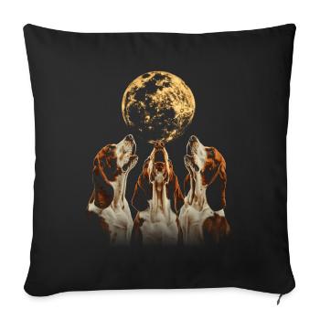 Basset Hound Chien Lune Hurlante - Housse de coussin décorative 45 x 45 cm - noir - Devant