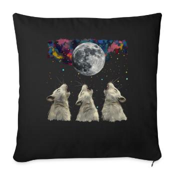 Chinchilla Pet Howling Moon - Sofa pillowcase 17,3'' x 17,3'' (45 x 45 cm) - black - Front
