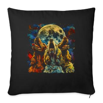 Cocker Spaniel Dog Howling Moon - Sofa pillowcase 17,3'' x 17,3'' (45 x 45 cm) - black - Front
