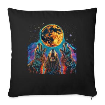 Cocker Spaniel Dog Howling Moon - Sofa pillowcase 17,3'' x 17,3'' (45 x 45 cm) - black - Front