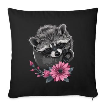 Raton laveur - Housse de coussin décorative 45 x 45 cm - noir - Devant