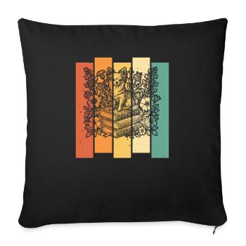 Chihuahua Flower Book Reader Floral Cottagecore - Sofa pillowcase 17,3'' x 17,3'' (45 x 45 cm) - black - Front
