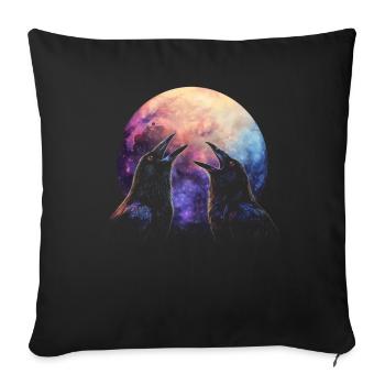 Crow Raven Howling Moon - Sofa pillowcase 17,3'' x 17,3'' (45 x 45 cm) - black - Front