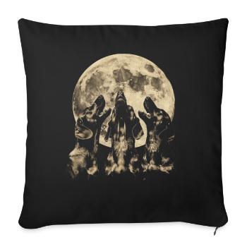 Dachshund Dog Howling Moon - Sofa pillowcase 17,3'' x 17,3'' (45 x 45 cm) - black - Front
