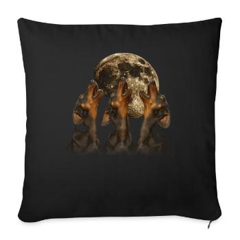 Dachshund Dog Howling Moon - Sofa pillowcase 17,3'' x 17,3'' (45 x 45 cm) - black - Front