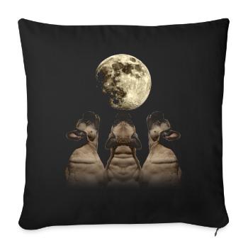 Bouledogue Français Frenchie Chien Hurlant Mon - Housse de coussin décorative 45 x 45 cm - noir - Devant