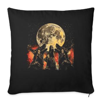 German Shepherd Howling Moon - Sofa pillowcase 17,3'' x 17,3'' (45 x 45 cm) - black - Front