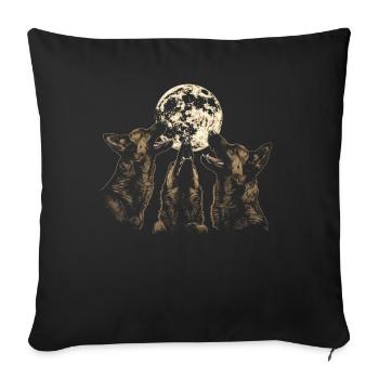 German Shepherd Howling Moon - Sofa pillowcase 17,3'' x 17,3'' (45 x 45 cm) - black - Front