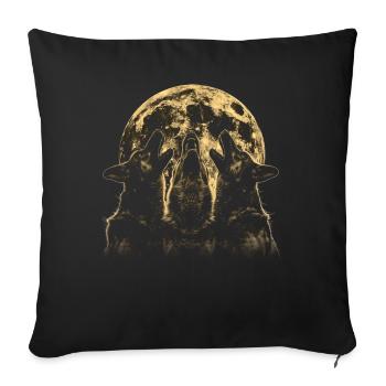 German Shepherd Howling Moon - Sofa pillowcase 17,3'' x 17,3'' (45 x 45 cm) - black - Front