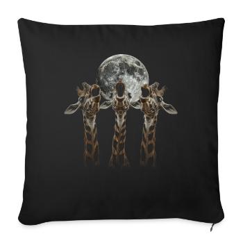 Girafe Animal Lune Hurlante - Housse de coussin décorative 45 x 45 cm - noir - Devant