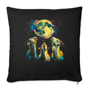 Goat Farm Animal Farmer Howling Moon - Sofa pillowcase 17,3'' x 17,3'' (45 x 45 cm) - black - Front