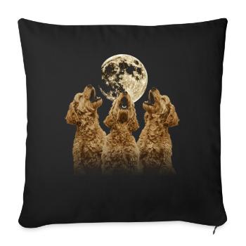 Golden Doodle Goldendoodle Dog Howling Moon - Sofa pillowcase 17,3'' x 17,3'' (45 x 45 cm) - black - Front