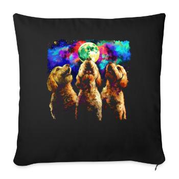 Golden Doodle Goldendoodle Dog Howling Moon - Sofa pillowcase 17,3'' x 17,3'' (45 x 45 cm) - black - Front