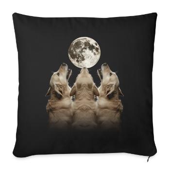 Golden Retriever Dog Howling Moon - Sofa pillowcase 17,3'' x 17,3'' (45 x 45 cm) - black - Front