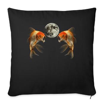 Poisson rouge Poisson Lune hurlante - Housse de coussin décorative 45 x 45 cm - noir - Devant