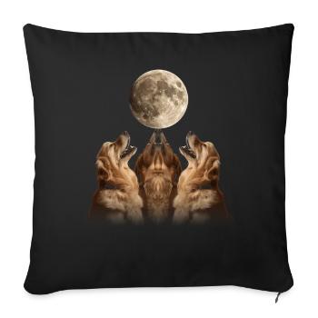 Golden Retriever Dog Howling Moon - Sofa pillowcase 17,3'' x 17,3'' (45 x 45 cm) - black - Front