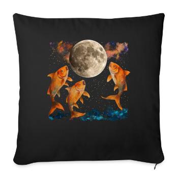Poisson rouge Poisson Lune hurlante - Housse de coussin décorative 45 x 45 cm - noir - Devant