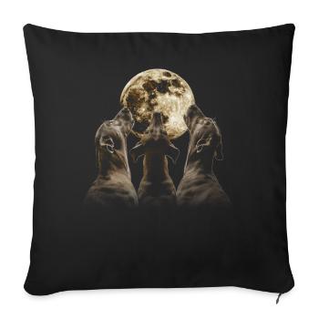 Dogue Allemand Chien Lune Hurlante - Housse de coussin décorative 45 x 45 cm - noir - Devant