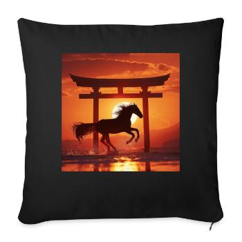 Cheval - Housse de coussin décorative 45 x 45 cm - noir - Devant
