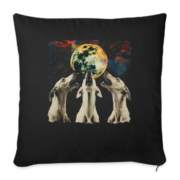 Greyhound Dog Howling Moon - Sofa pillowcase 17,3'' x 17,3'' (45 x 45 cm) - black - Front