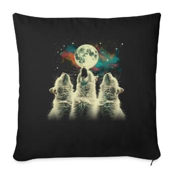Himalayan Cat Howling Moon - Sofa pillowcase 17,3'' x 17,3'' (45 x 45 cm) - black - Front