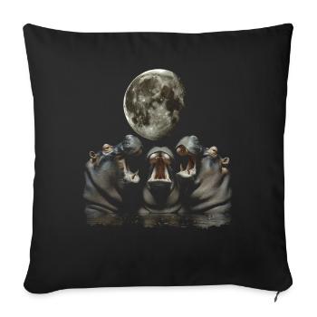 Hippopotamus Hippopotamus Howling Moon - Sofa pillowcase 17,3'' x 17,3'' (45 x 45 cm) - black - Front
