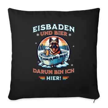 Eisbaden Schäferhund Bier Design Winterspaß - Sofakissenbezug 45 x 45 cm - Schwarz - Vorne