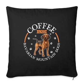 Coffee and Bavarian Mountain Hound - Sofa pillowcase 17,3'' x 17,3'' (45 x 45 cm) - black - Front