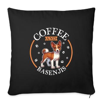 Coffee and Basenji - Sofa pillowcase 17,3'' x 17,3'' (45 x 45 cm) - black - Front