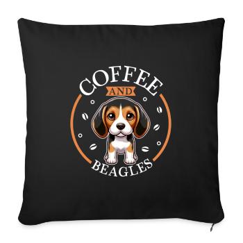 Coffee and Beagle - Sofa pillowcase 17,3'' x 17,3'' (45 x 45 cm) - black - Front