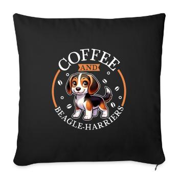 Coffee and Beagle Harrier - Sofa pillowcase 17,3'' x 17,3'' (45 x 45 cm) - black - Front