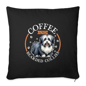 Café et Bearded Collie - Housse de coussin décorative 45 x 45 cm - noir - Devant