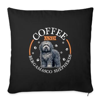 Café et chien de berger de Bergame - Housse de coussin décorative 45 x 45 cm - noir - Devant