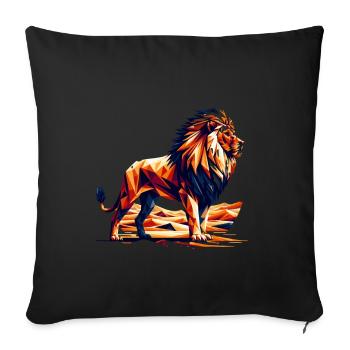 Polygon Lion Design Géométrie Lion Puissant - Housse de coussin décorative 45 x 45 cm - noir - Devant