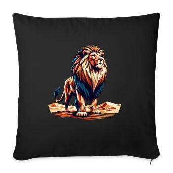 Polygon Lion Design Powerful Animal Artwork - Sofa pillowcase 17,3'' x 17,3'' (45 x 45 cm) - black - Front