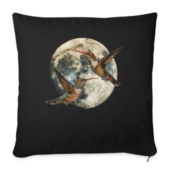 Kolibri Vogel Heulender Mond - Sofakissenbezug 45 x 45 cm - Schwarz - Vorne