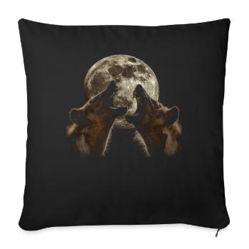 Hyène Africain Animal Hurlant Lune - Housse de coussin décorative 45 x 45 cm - noir - Devant