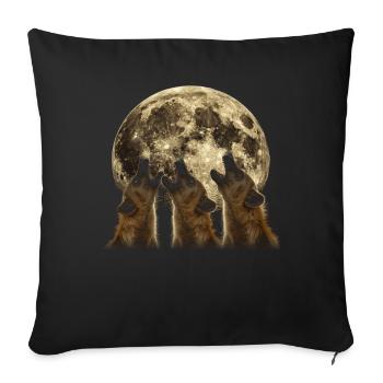 Hyène Africain Animal Hurlant Lune - Housse de coussin décorative 45 x 45 cm - noir - Devant
