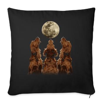 Irish Setter Dog Howling Moon - Sofa pillowcase 17,3'' x 17,3'' (45 x 45 cm) - black - Front