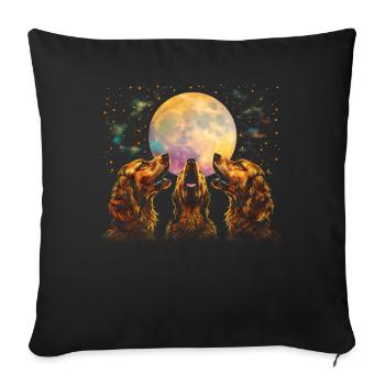 Irish Setter Dog Howling Moon - Sofa pillowcase 17,3'' x 17,3'' (45 x 45 cm) - black - Front