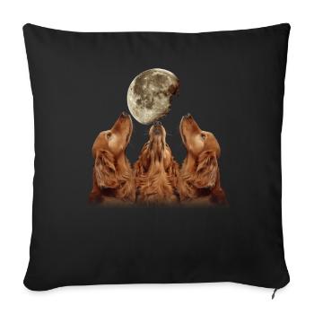Irish Setter Dog Howling Moon - Sofa pillowcase 17,3'' x 17,3'' (45 x 45 cm) - black - Front