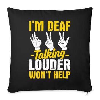 Deaf Pride ASL Gebärdensprache - Sofakissenbezug 45 x 45 cm - Schwarz - Vorne