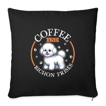 Café et Bichon Frisé - Housse de coussin décorative 45 x 45 cm - noir - Devant
